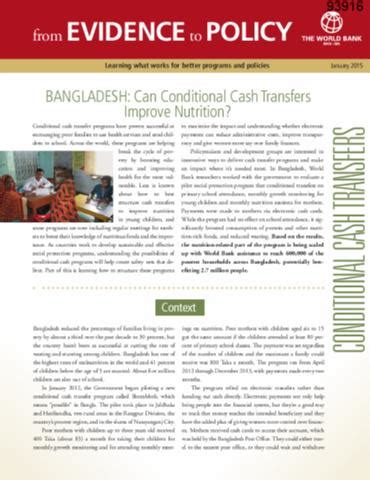 celine ferre|BANGLADESH: Can Conditional Cash Transfers Improve .